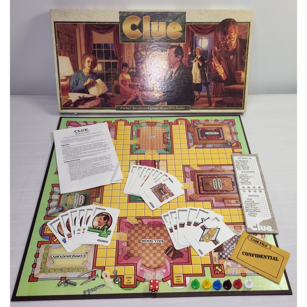 Parker Brothers Clue Board Game 1992 Classic Detective Mystery Complete